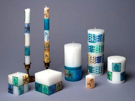 South Africa PAIR OF TAPERS Candles - Arniston Sea Theme
