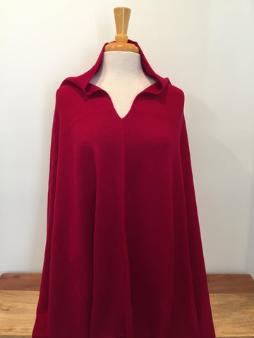 Cashmere Poncho - Cherry Red