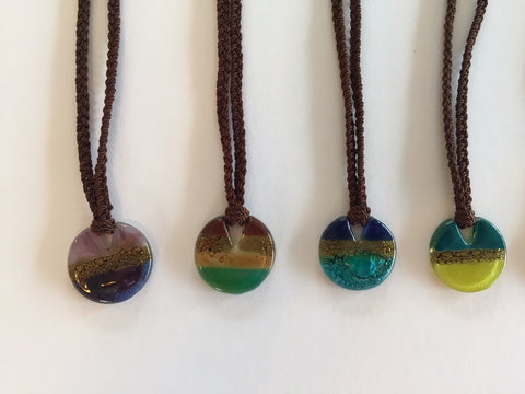 Fused glass "pie" necklace