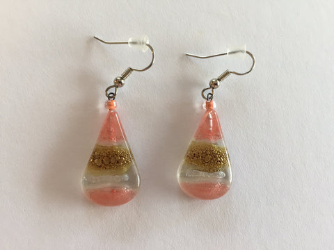 Fused glass teardrop earrings