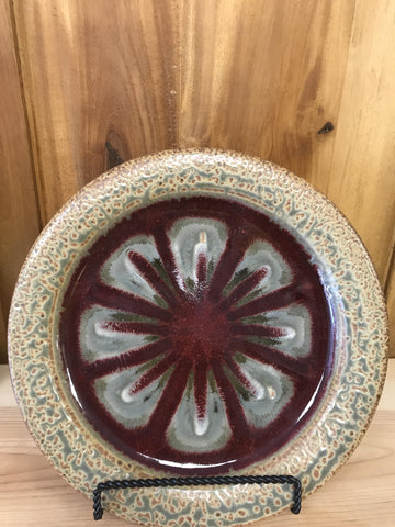 Red and Gold Pottery Dinner Plate