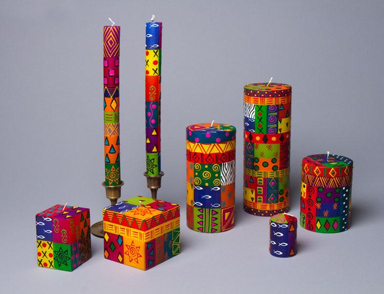 South Africa PAIR OF TAPERS Candles - Multicolor Ethnic