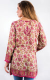 Tunic - Rose Silk - Hand Embroidered