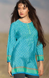 Tunic - Turquoise Silk - Hand Embroidered